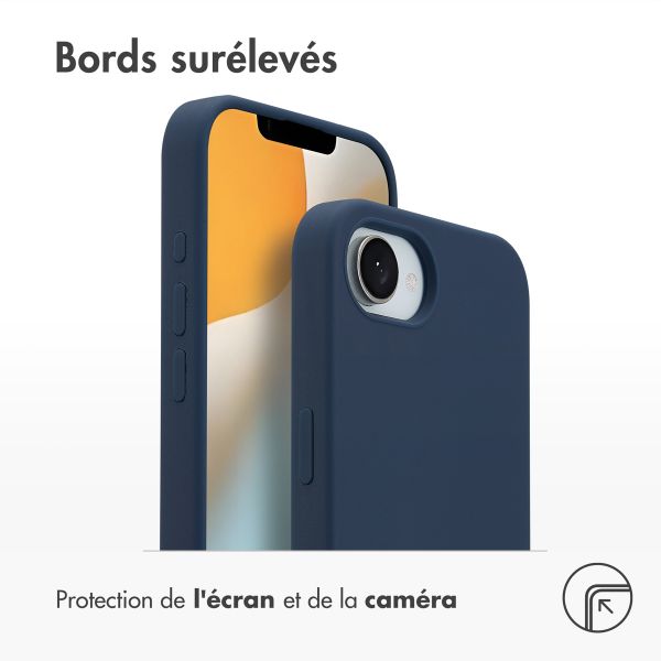 Accezz Coque Liquid Silicone avec MagSafe Apple iPhone 17e / 16e - Bleu foncé