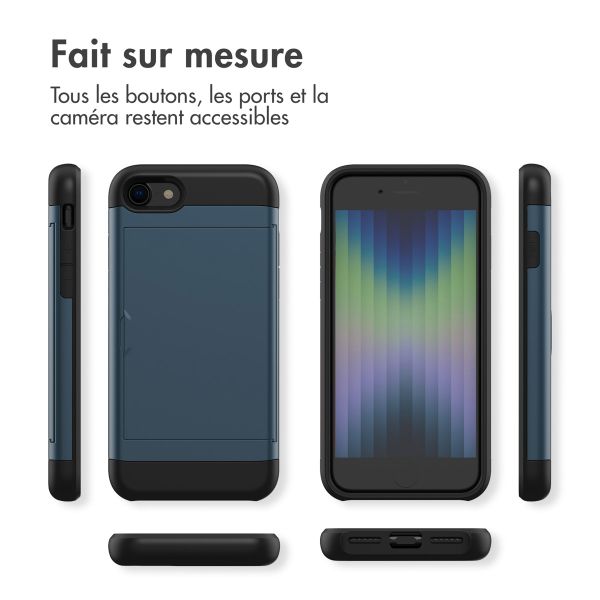 imoshion Coque arrière avec porte-cartes Apple iPhone SE (2022 / 2020) / 8 / 7 - Bleu foncé