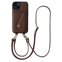 Selencia Coque de télephone Sera avec cordon et porte-cartes enveloppe Apple iPhone 14 / 13 - Chocolate Brown