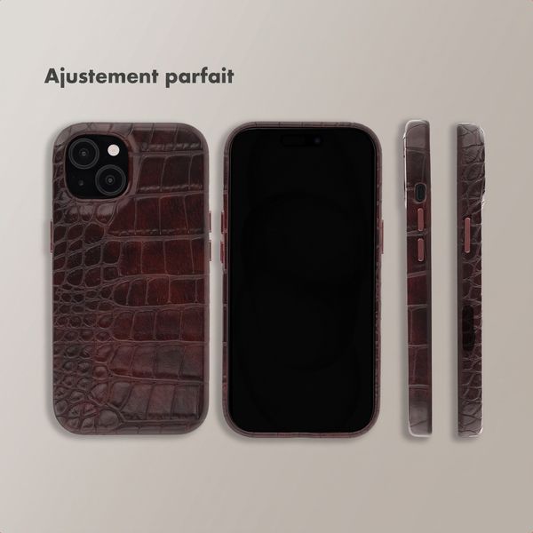 Selencia Coque arrière Croco avec MagSafe Apple iPhone 14 / 13 - Choco Brown