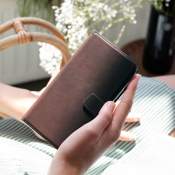Selencia Étui portefeuille en cuir véritable Apple iPhone 12 Mini - Marron