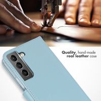 Selencia Étui portefeuille en cuir véritable Samsung Galaxy S22 - Air Blue