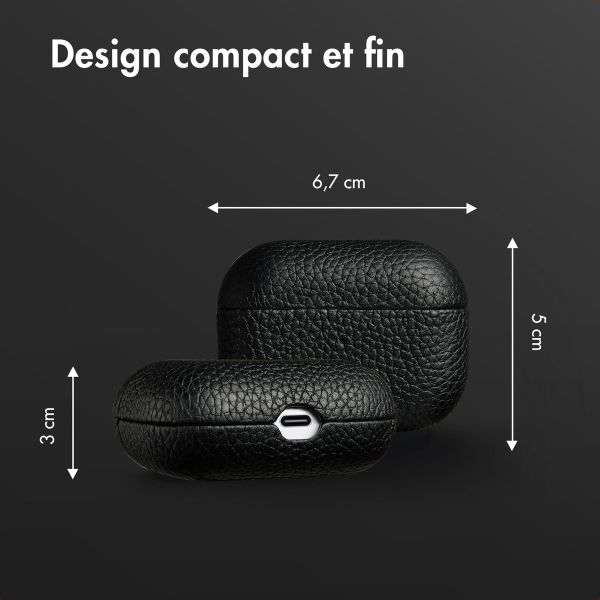 Accezz Coque en cuir véritable  Apple Airpods Pro - Noir