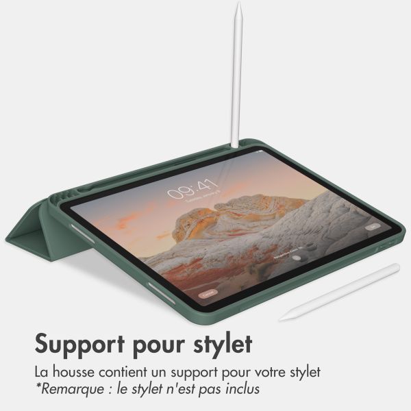 Accezz Coque tablette portefeuille Smart Silicone Apple iPad Air 11 pouces (2026) M4 / (2025) M3 / (2024) M2 / Air 5 (2022) / Air 4 (2020) - Vert foncé