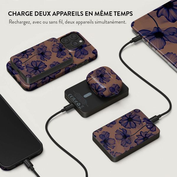 Burga Powerbank magnétique 5 000 mAh - MagSafe et Qi2 - Nuit de velours / Gunmetal