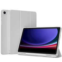 Accezz Coque tablette portefeuille Smart Silicone Samsung Galaxy Tab A9 Plus - Gris