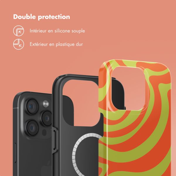 Selencia Coque arrière Vivid avec MagSafe Apple iPhone 15 Pro - Wavy Swirl Orange Fern