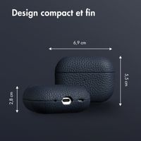 Accezz Coque en cuir véritable  Apple AirPods Pro 2 - Bleu foncé