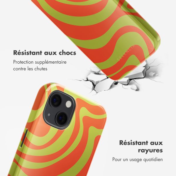 Selencia Coque arrière Vivid avec MagSafe Apple iPhone 13 - Wavy Swirl Orange Fern