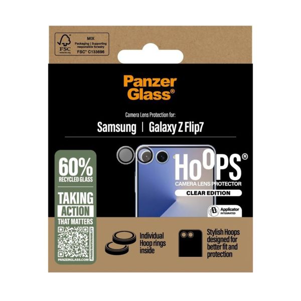 PanzerGlass Protection Caméra Hoops Optic Rings Samsung Galaxy Z Flip 7 - Transparent
