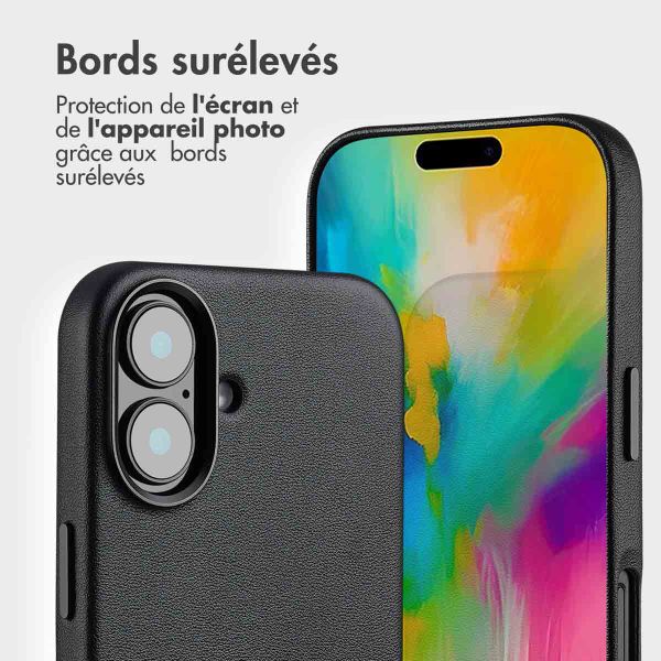 Accezz Étui de télephone portefeuille en cuir 2-en-1 avec MagSafe Apple iPhone 16 - Onyx Black