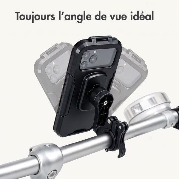 imoshion Support de téléphone premium pour vélo - Résistant aux éclaboussures - Rotation à 360° - Universel - Noir