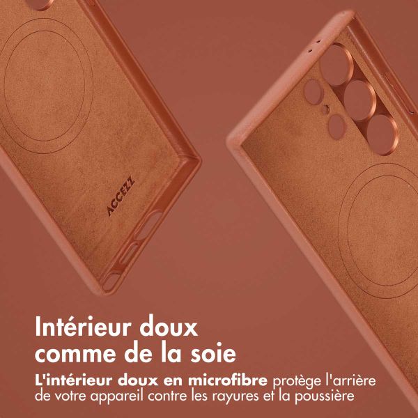 Accezz Étui de télephone portefeuille en cuir 2-en-1 avec MagSafe Samsung Galaxy S24 Ultra - Sienna Brown