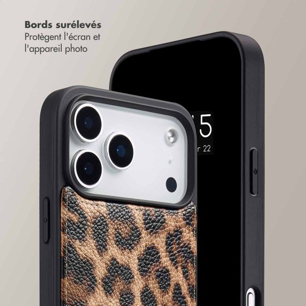 Selencia Coque de télephone Nova avec cordon et porte-cartes Apple iPhone 17 Pro Max - Leopard