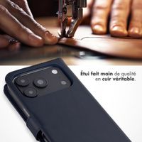 Selencia Étui portefeuille en cuir véritable Apple iPhone 18 Pro Max / 17 Pro Max - Bleu