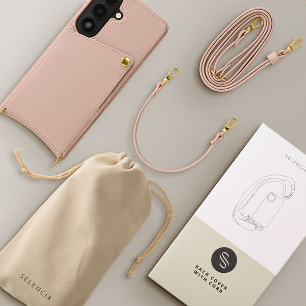 Selencia Coque de télephone Nova avec cordon et porte-cartes Samsung Galaxy S26 - Dusty Rose