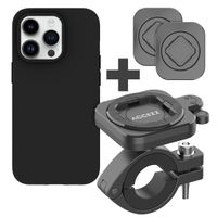 Accezz Support de téléphone EasyLock pour vélo avec coque Apple iPhone 15 Pro - Rotation à 360° - Noir