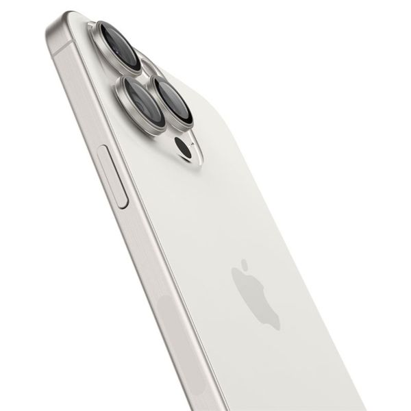 Spigen Optik Pro EZ Fit Lens Protector - Protection d'objectif de caméra (lot de 2) Apple iPhone 17 Pro (Max) / 16 Pro (Max) / 15 Pro (Max) / 14 Pro (Max) - Titanium White