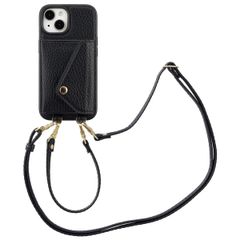 Selencia Coque de télephone Sera avec cordon et porte-cartes enveloppe Apple iPhone 15 - Noir