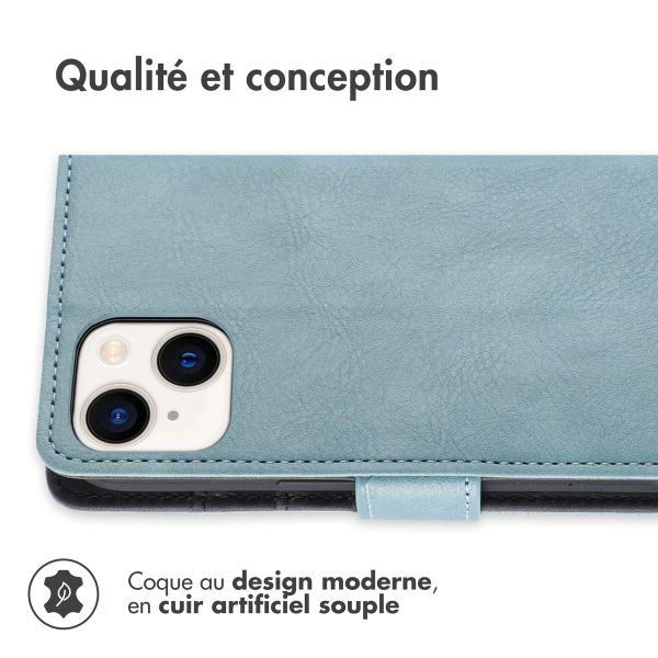 imoshion Étui de télephone portefeuille de luxe Apple iPhone 15 Plus - Bleu clair