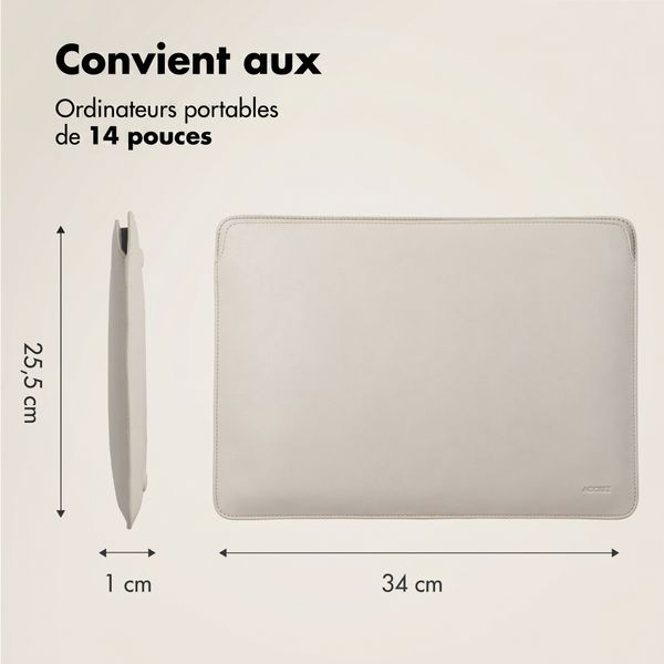 Accezz Leather Pochette ordinateur le Apple MacBook 14 pouces - Beige