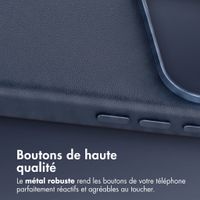 Accezz Coque arrière en cuir avec MagSafe Apple iPhone 18 Pro Max / 17 Pro Max - Nightfall Blue