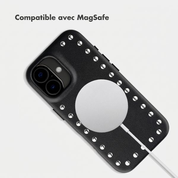 Selencia Coque arrière Studs avec MagSafe Apple iPhone 16 - Velvet Black