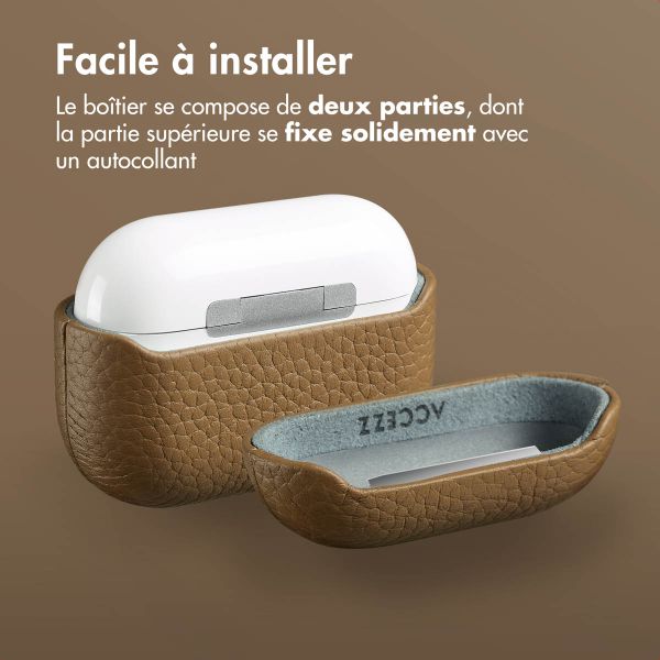 Accezz Coque en cuir véritable  Apple Airpods Pro - Taupe