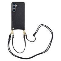 Selencia Coque de télephone Nova avec cordon et porte-cartes Samsung Galaxy S24 - Noir