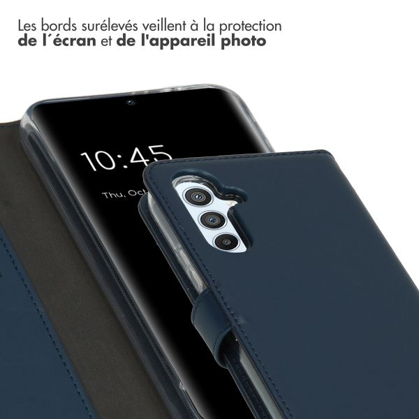 Selencia Étui portefeuille en cuir véritable Samsung Galaxy A54 (5G) - Bleu