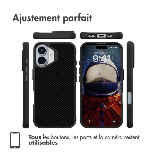 imoshion Rugged Hybrid Carbon Case Apple iPhone 16 - Noir