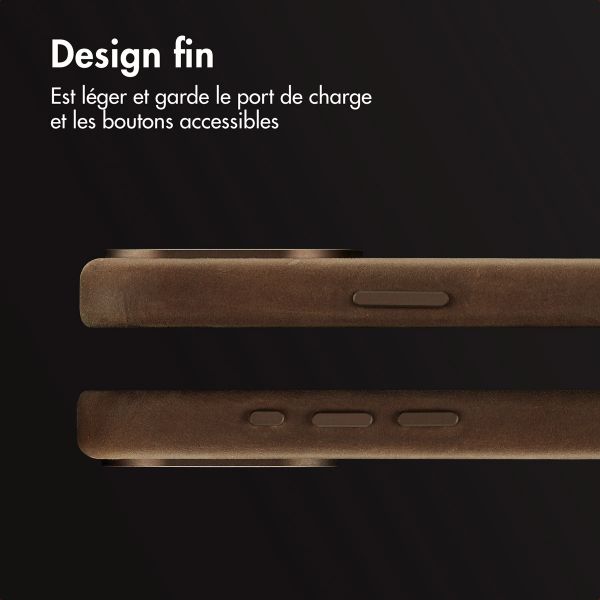 Accezz Coque MagSafe en cuir vintage Apple iPhone 15 Pro - Rustic Brown