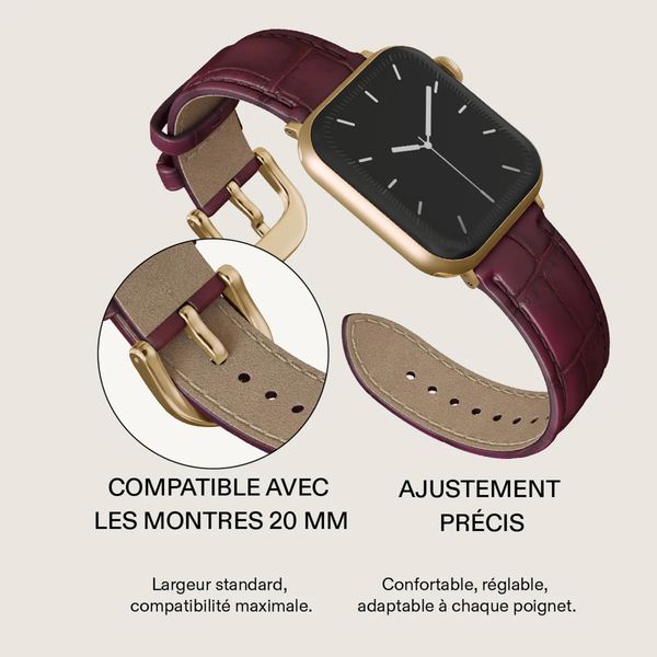 Burga Bracelet en cuir véritable  - Apple Watch | 44/45/46/49 mm / Connexion universelle 20 mm - Mobwife / Gold