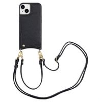 Selencia Coque de télephone Nova avec cordon et porte-cartes Apple iPhone 15 - Noir