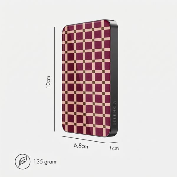 Selencia Powerbank Vivid 5 000 mAh - MagSafe et Qi - Black / Check This Burgundy