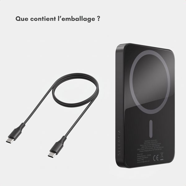 Selencia Powerbank Vivid 5 000 mAh - MagSafe et Qi - Black / Check This Burgundy
