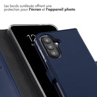 Selencia Étui portefeuille en cuir véritable Samsung Galaxy A27 (5G) - Bleu foncé