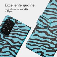imoshion Étui de télephone portefeuille Design Samsung Galaxy A52(s) (5G/4G) - Black Blue Stripes