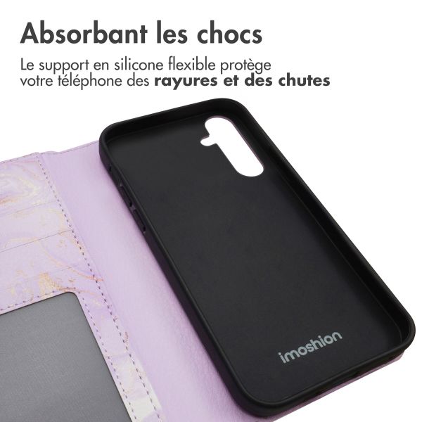 imoshion Étui de télephone portefeuille Design Samsung Galaxy A55 - Purple Marble