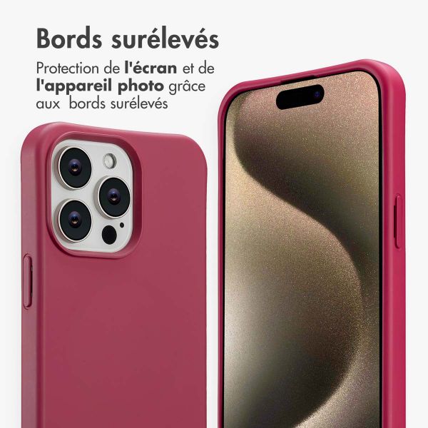 imoshion Coque arrière Color avec cordon amovible et MagSafe Apple iPhone 15 Pro Max - Raspberry