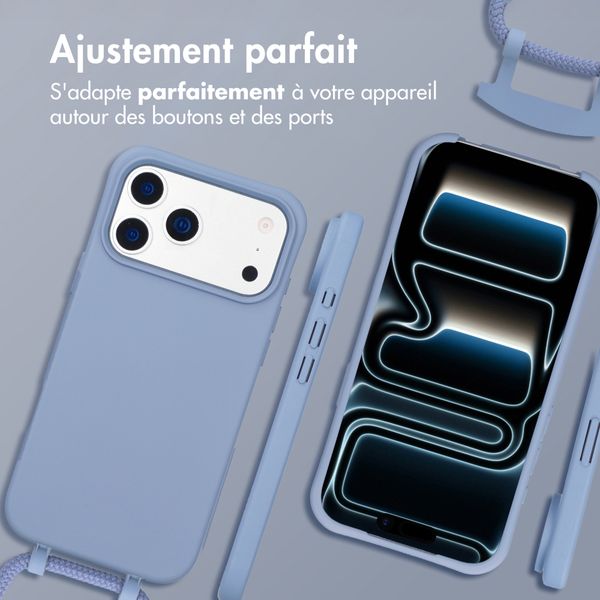 imoshion Coque arrière Color avec cordon amovible et MagSafe Apple iPhone 17 Pro Max - Ash Blue
