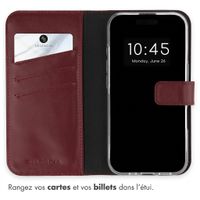 Selencia Étui portefeuille en cuir véritable Apple iPhone 17 - Burgundy