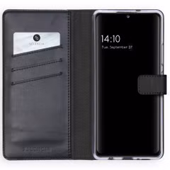 Selencia Étui portefeuille en cuir véritable Samsung Galaxy A42 - Noir