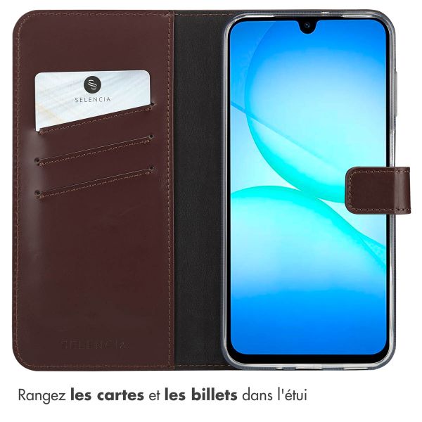 Selencia Étui portefeuille en cuir véritable Samsung Galaxy A17 (5G) / (4G) - Marron