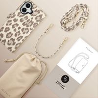 Selencia Étui de télephone portefeuille imprimé léopard Sabi Apple iPhone 16 - Soft Ivory