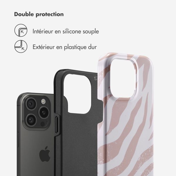 Selencia Coque arrière Vivid Apple iPhone 15 Pro - Colorful Zebra Old Pink
