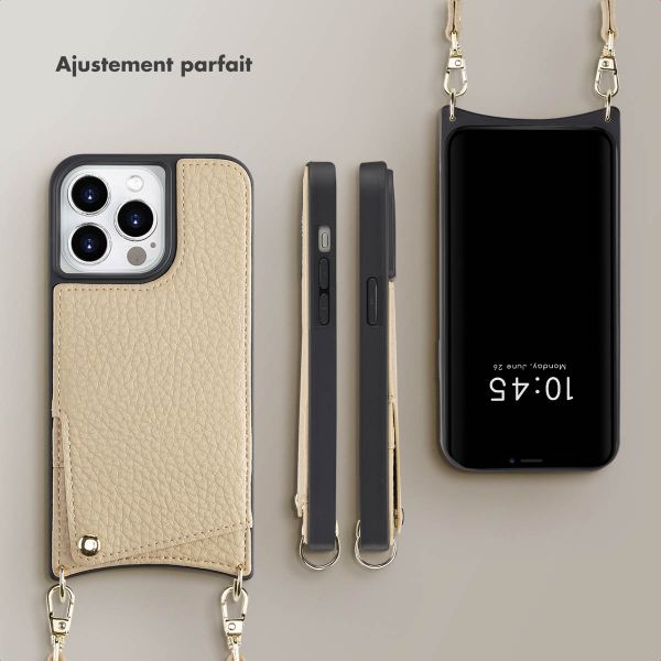Selencia Coque de télephone Nova avec cordon et porte-cartes Apple iPhone 14 Pro - Beige