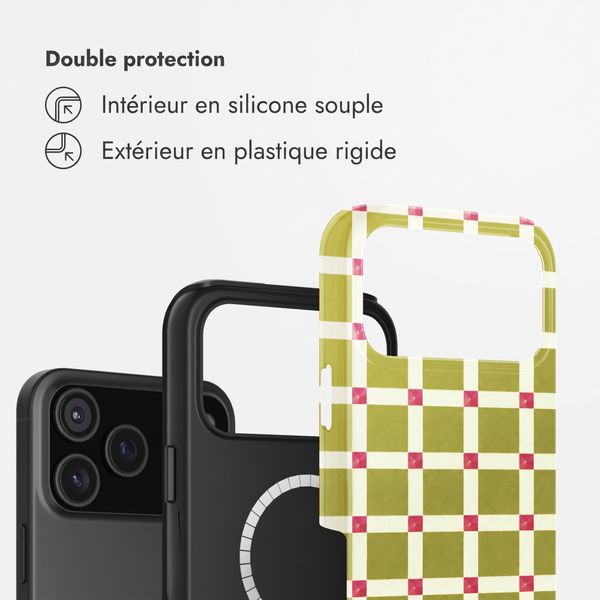 Selencia Coque arrière Vivid avec MagSafe Apple iPhone 18 Pro / 17 Pro - Check This Olive