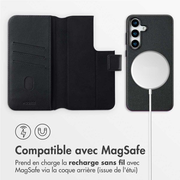 Accezz Étui de télephone portefeuille en cuir 2-en-1 avec MagSafe Samsung Galaxy S25 Plus - Onyx Black