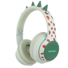 imoshion Casque sans fil pour enfants Dino LED Light - Limiteur de décibels - Avec câble AUX - Brown / Orange